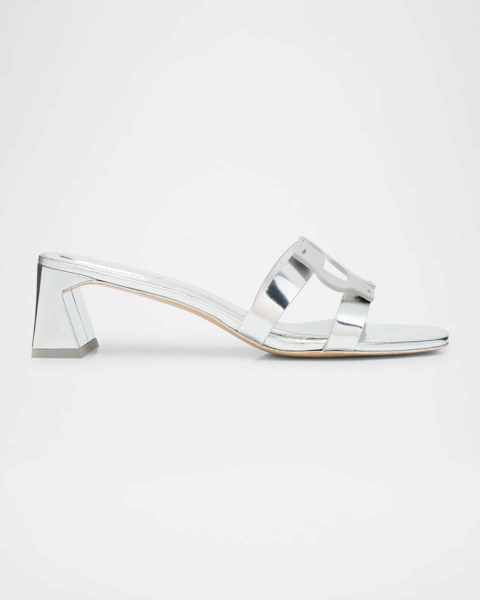 Metallic Monogram Mule Sandals